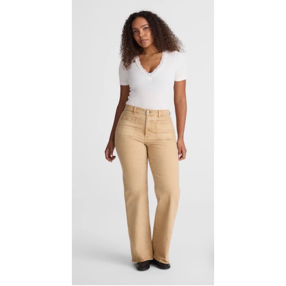 Madewell The Emmy Wide-Leg Pant 31 Khaki High  Trousers Dark Academia Preppy